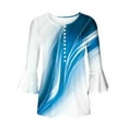 thumbnail image 4 of Jacenvly Womens Tops 3/4 Sleeve Misses Fold Printed Regular Misses V Neck Button Tops Summer and Fall Blouse, 4 of 5