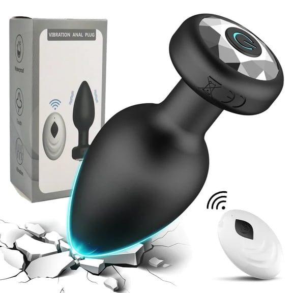 Wireless Remote Control Anal Butt Plug Vibrator, 10 Vibrating Modes Prostate Massage Sex Toys for Women Men, Black