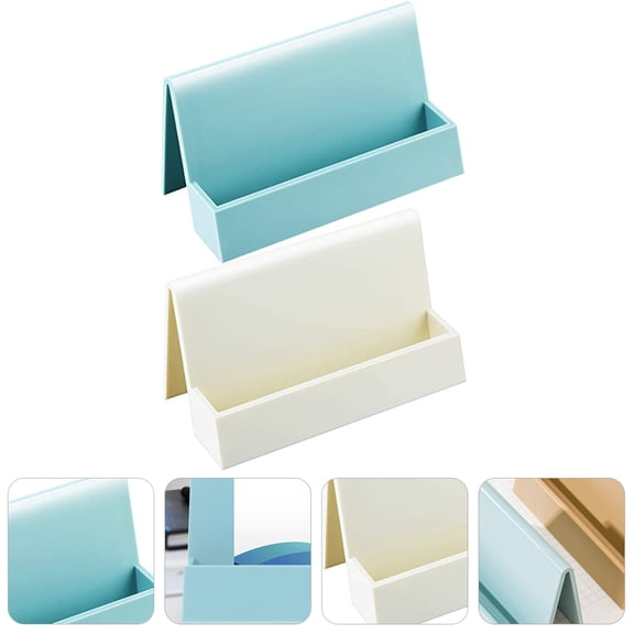 LIFKOME 2- Card Holders Plastic Card Rack Simple and Stylish Desktop Display Organizer
