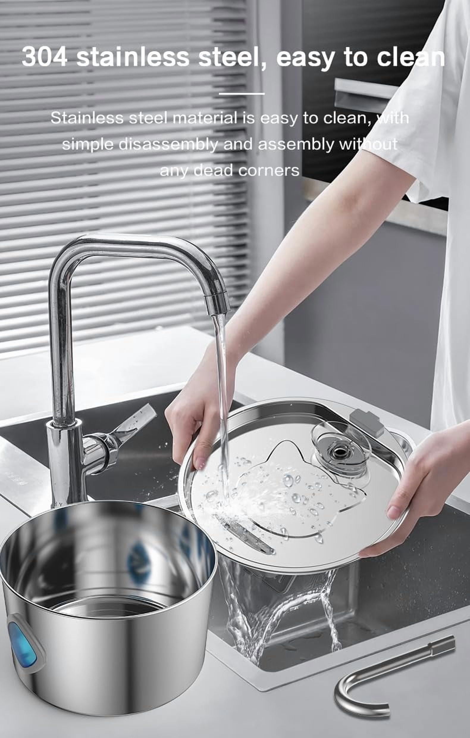 Dog water fountain (3.2L/108oz), triple filtration system, 304 stainless steel, visible water level, ultra-quiet automatic circulation, smart pet water filter.