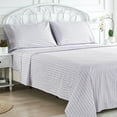 thumbnail image 3 of Melange Home Bedford Lane Shirt Stripe Percale Cotton Sheet Set Purple - King, 3 of 5