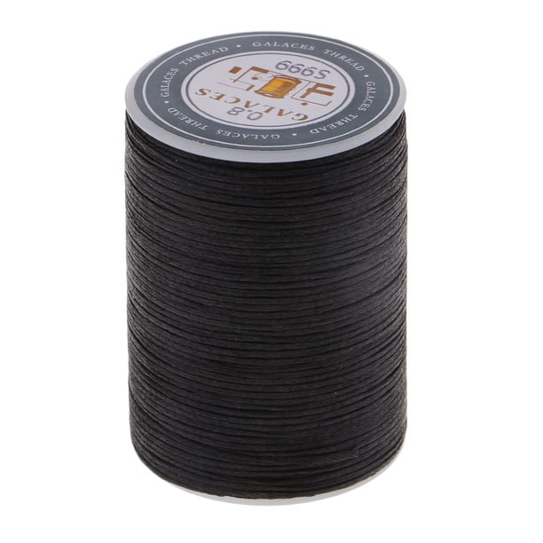 98 Yardas Costura De Cuero Hilo Encerado 0.8mm Cordón Plano Costura De Cuero Negro Sunnimix Hilo de coser de poliéster encerado