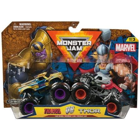 Monster Jam Marvel Thanos Vs. Thor Die-Cast Vehicle 2-Pack 1:64 Scale