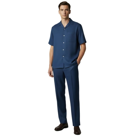 Men 2pc Walking Leisure Suit Short Sleeves By DREAMS 256-41 Sailor Blue