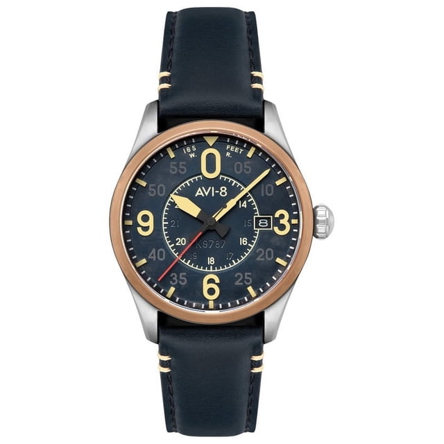 AVI-8 Spitfire Smith Distressed Blue Leather Strap Blue Dial Automatic AV-4090-05 Men's Watch