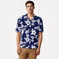 thumbnail image 2 of Camisa Casual Estampada De Manga Corta Para Hombre Hawaiano, 2 of 8