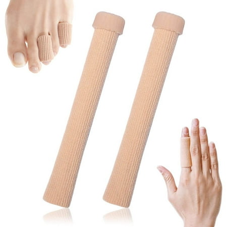 Finger Toe Tubes Open Toe Corns Blister Protector Fabric Lined with Silicone Gel Toe Sleeves Pain Pressure Relief 2
