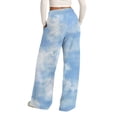 thumbnail image 6 of Endives Womens Sports Pants Tie Dye Printed Wide Leg Jogging Pants Drawstring Elastic High Waist Pants With Pocket, 6 of 7