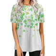 thumbnail image 2 of Pxiakgy Vente Chaude! T-Shirt Trèfle de la Saint-Patrick pour Femmes Chanceux Irlandais Manches Courtes T-Shirt Graphique Trèfle Mode Décontractée Col Rond Manches Courtes Imprimé, 2 of 6