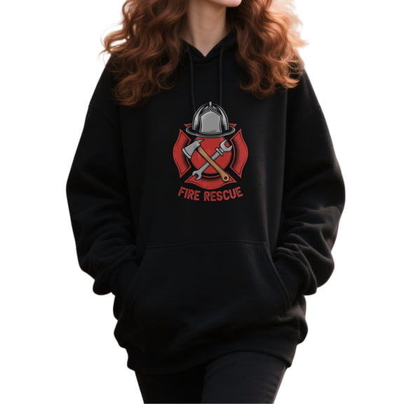 Outdoor Firefighter Hoodie for Men and Women, Unisex Pullover Hooded Sweatshirt, Comfortable Cotton Poly Blend, Casual Everyday Wear