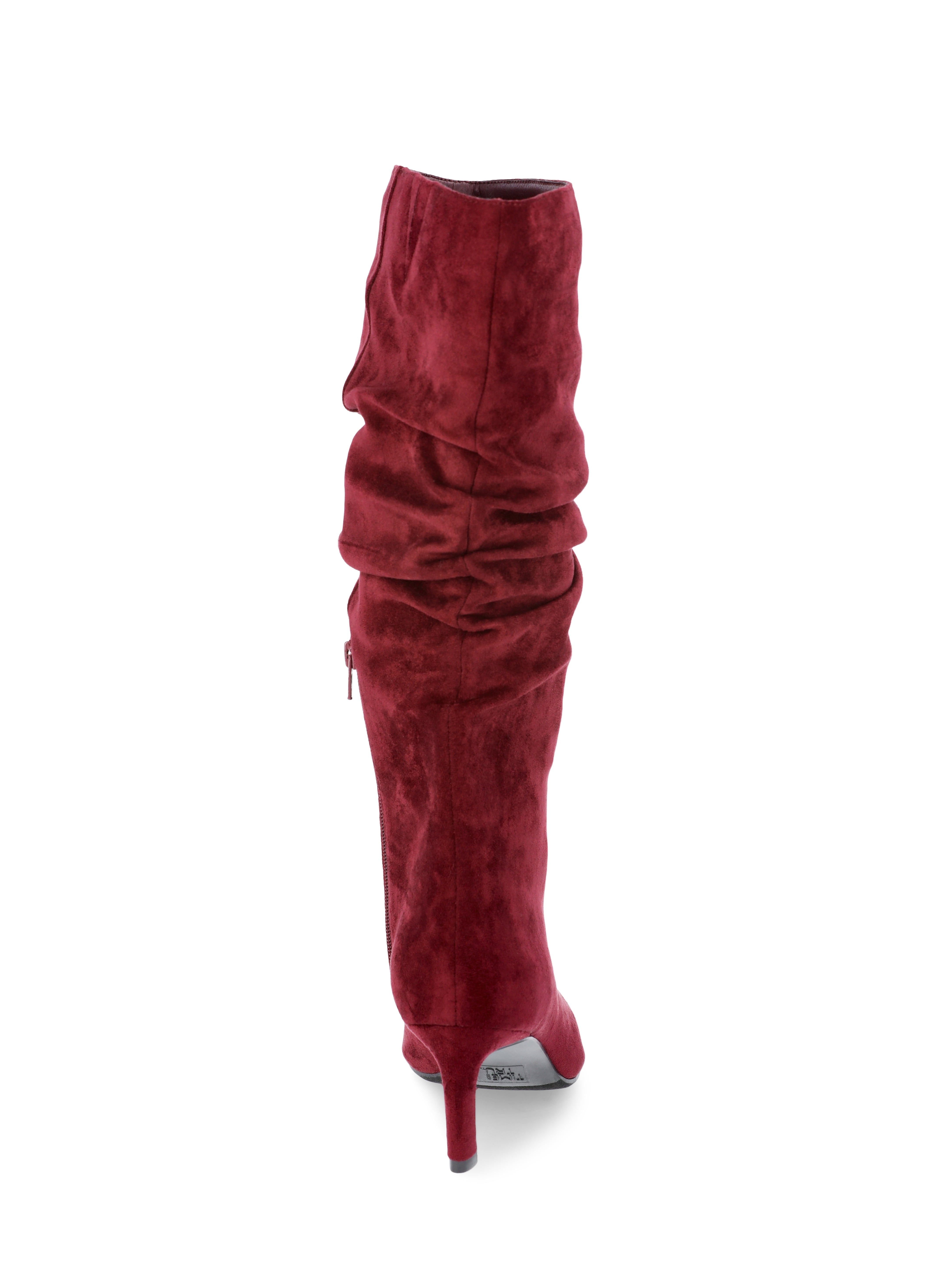 Time and Tru Women's Faux Suede Slouch Boots with Kitten Heels, Wide Width Available