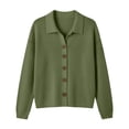 thumbnail image 5 of Sahpxhe Womens Cardigan Sweaters Loose Collared Long Sleeve Button up Knit Cardigan Casual Warm Sweater Coat for Fall Army Green S, 5 of 7