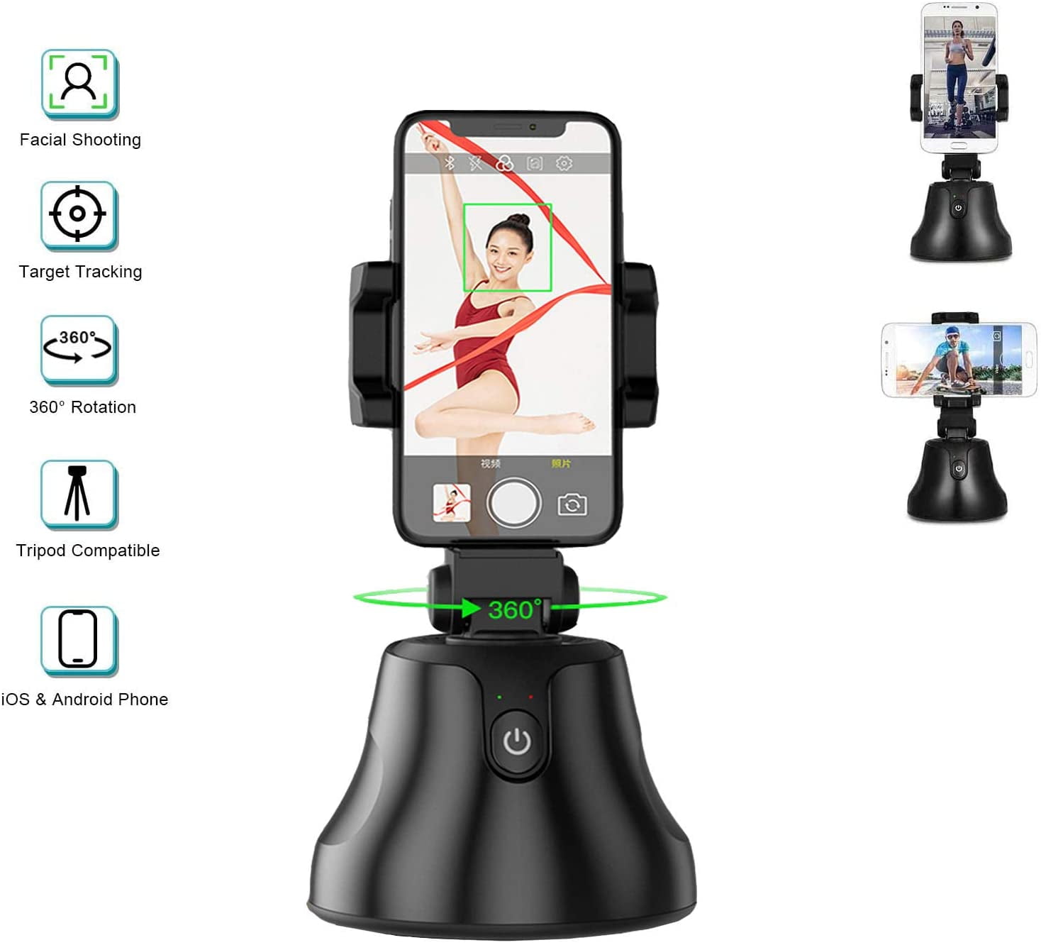 Automatic Face Tracking Object Tracking Smart Face Tracking Mobile Phone Holder Second-Generation 360-Degree Smart Ai Face Recognition and Camera Gimbal Stabilizer