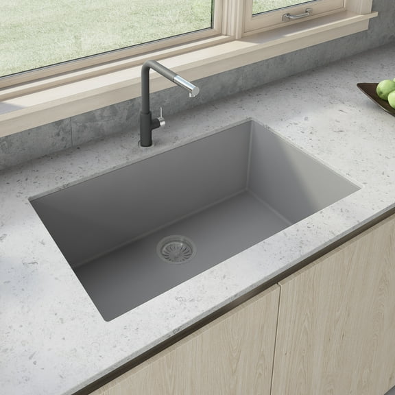 Ruvati Granite Composite Undermount Single Bowl Kitchen Sink - Midnight Black