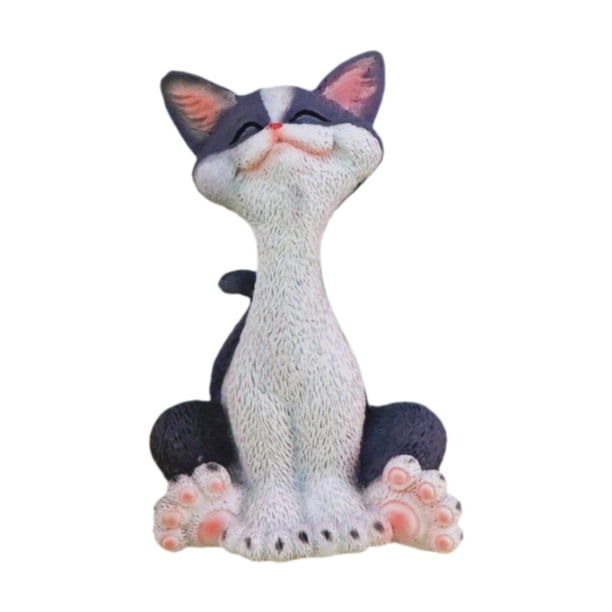 Figura de gato, adorno de mesa de resina, decoración del hogar, adornos de gato de la suerte, artesanías Gris