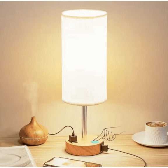 IJIL Table Lamp, Touch 3 Way Dimmable USB Charging Desk Lamp for Bedroom Living Room Home Office