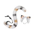 thumbnail image 4 of Conjunto de orejas y Cola de gato Fernando para cosplay Cola larga de gato carnaval fiesta de graduación Negro Naranja Blanco, 4 of 8