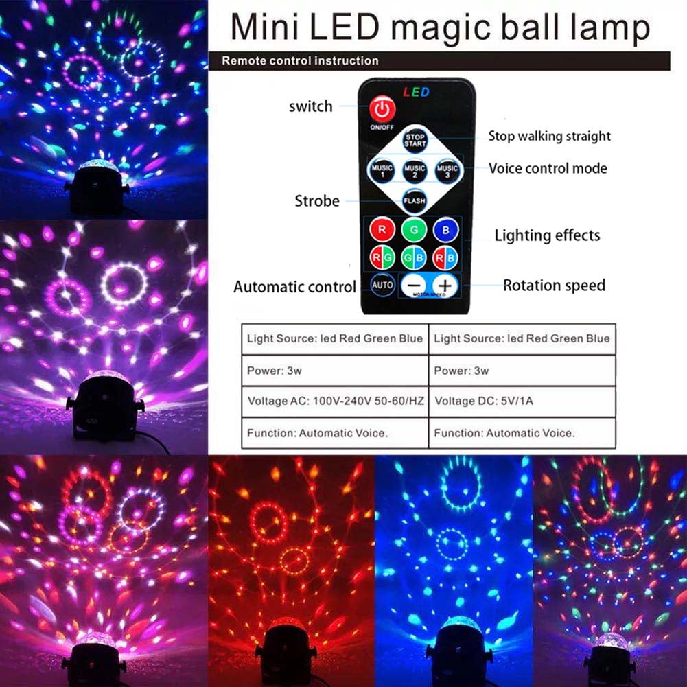 Private Jungle 7 Color Magic Ball Light, Sound Control Rotating Dj Light Stage Light
