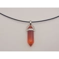 thumbnail image 3 of Crystal Necklace Silver Leather Carnelian Point Stone Healing Crystal Necklace, 3 of 6