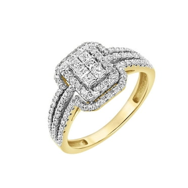 Forever Bride 10K Rose (Pink) Gold 1/2 CTTW Diamond Cushion Bridal Ring ...