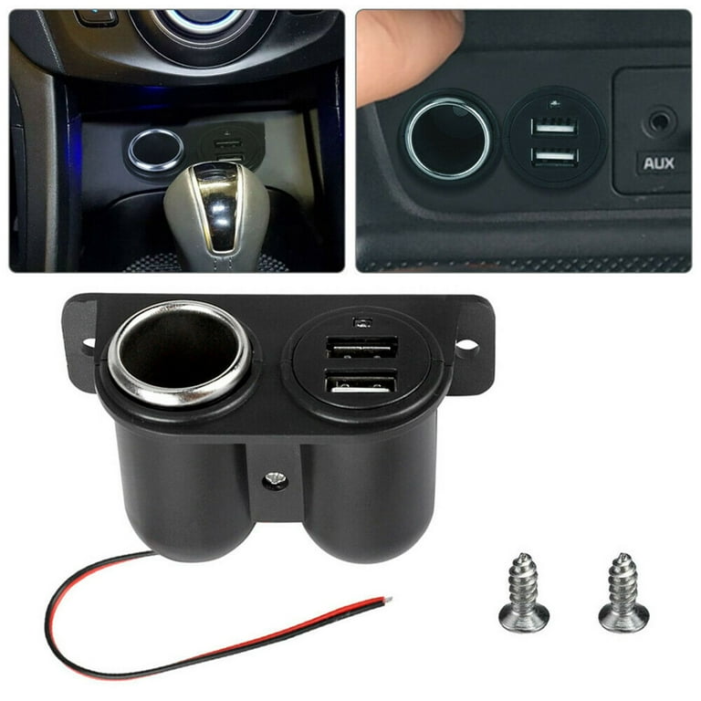 Black Car Cigarette Lighter Auxiliary USB Dual Power Outlet DC 12V Socket Plug Adapter Car Accessories Walmart