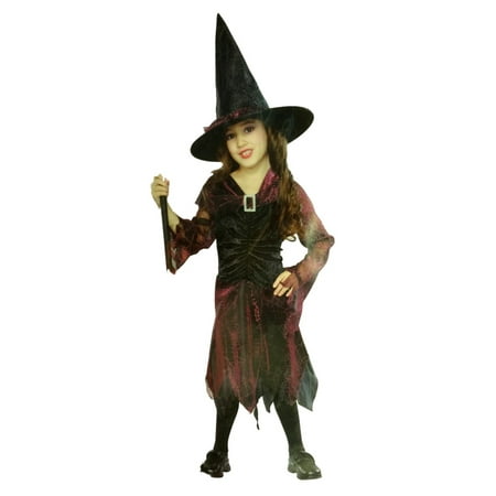 Seasons Girls Black & Red Hologram Witch Costume with Dress & Hat