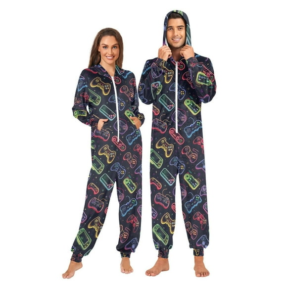 joogoo Game Controller Unisex Adults Onesies Pajamas Jumpsuits L