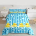 thumbnail image 3 of Manfei Cartoon Yellow Duck Full Size Comforter Sets for Child, Blue Swimming Pool Bedding Comforter Set, Kawaii Summer Animal Reversible Bedding Sets, Luxury Bedroom Decor, 3 Pieces, 3 of 9