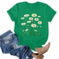 thumbnail image 5 of Sexlip Womens Short Sleeve Blouse Multiple Daisies Print Crew Neck Loose Sleeve Soft Fabric Relaxed Silhouette for Daily Leisure Green L, 5 of 5