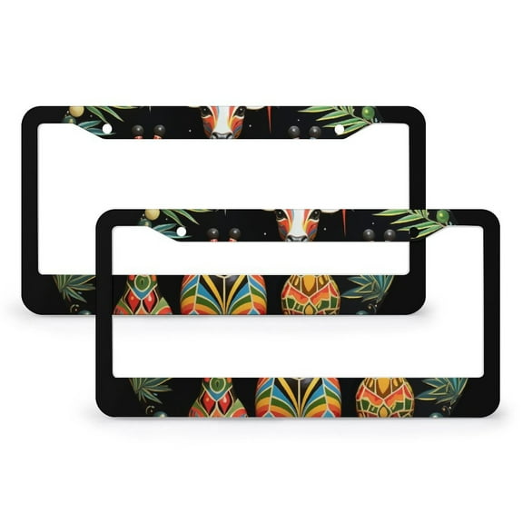 Christmas Giraffes License Plate Cover 2 PCS Watercolor Giraffes South African Animal Love License Plate Frame License Plate Shield Frame for Women Men Aluminum Metal License Plate Frames