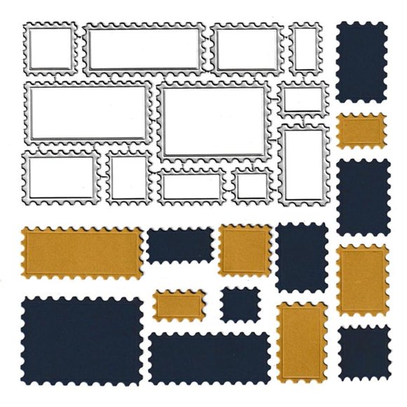 Moldes de corte NVZBL de 12 piezas con marco de sello postal de metal