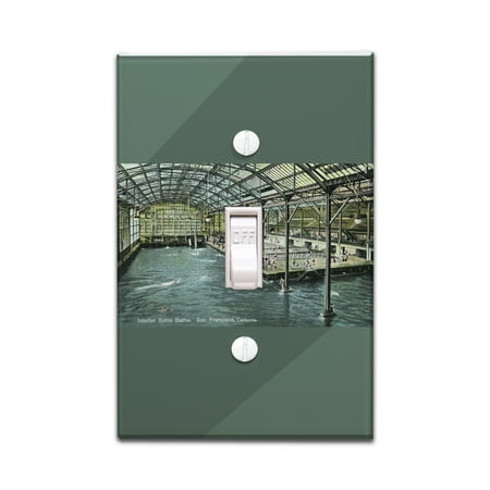 Interior Lantern Lighting San Francisco, California - Interior View of the Indoor Sutro Baths - Vintage Halftone (Light Switchplate Cover) ()