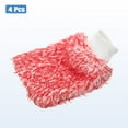 thumbnail image 3 of Uxcell 4pcs Microfiber Car Wash Mitts 10" x 8" Scratch Free Wash Gloves Absorbent for Car Washing Home Clean Red White, 3 of 7