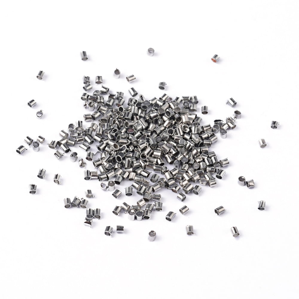 Brass Crimp Beads Cadmium Free Lead Free Tube Platinum 1.5x1.5mm Hole: 1mm