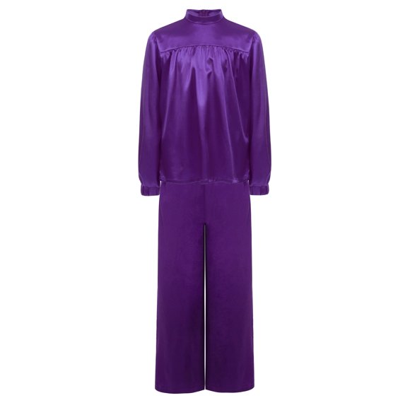 dPois Vêtements de Culte pour Garçons Tunique Liturale avec Pantalon Grand Robe de Choeur d'Église Lyrique Ensemble de Danse Violet 6