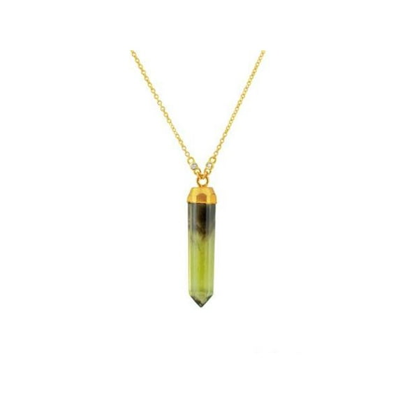 20 in. Sterling Silver Tourmaline Stone Bullet Necklace