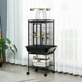 thumbnail image 2 of PawHut 61.5 Inch Bird Cage Parakeet House for Cockatiel with Stand, Black, 2 of 9