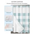 thumbnail image 2 of No Hook Aqua Plaid Shower Curtain with Snap in Liner Set, Spring Summer Farmhouse Buffalo Checkered Waterproof Fabric Bathroom Curtains with See Through Top Window, Hotel Style Small 36 x 72 Inch, 2 of 7