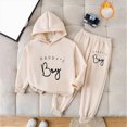 thumbnail image 2 of Gibobby Toddler Baby Boy Clothes Fall Winter Outfit,Baby Boys Outfit 2PCS Thermal Set Thickened Autumn And Winter Home Wear Boy Clothing(6-7 Years,Khaki), 2 of 5
