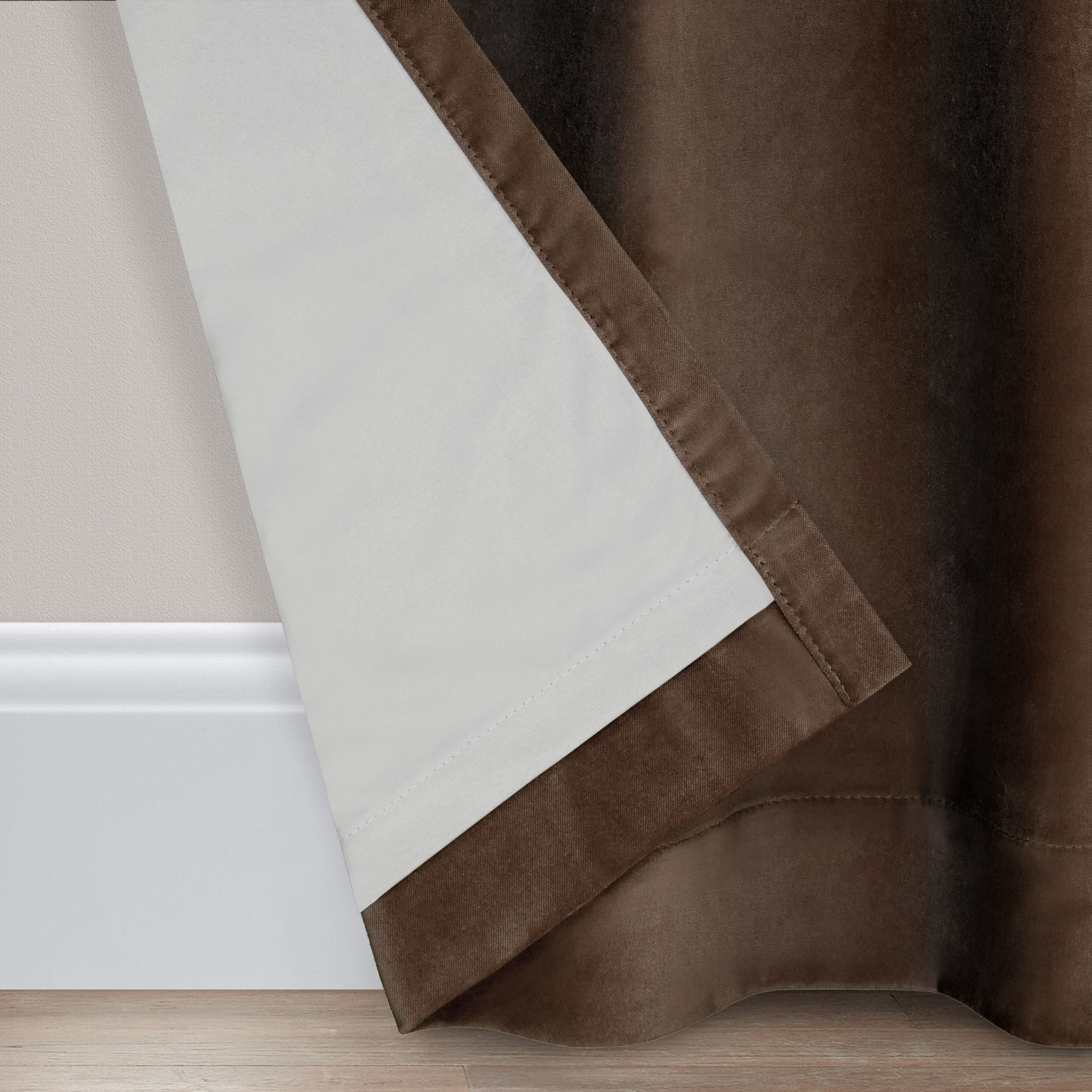 Eclipse Luxury Cotton Velvet, 100% Blackout, Rod Pocket, Single Curtain Panel, 50"x84", Chocolate