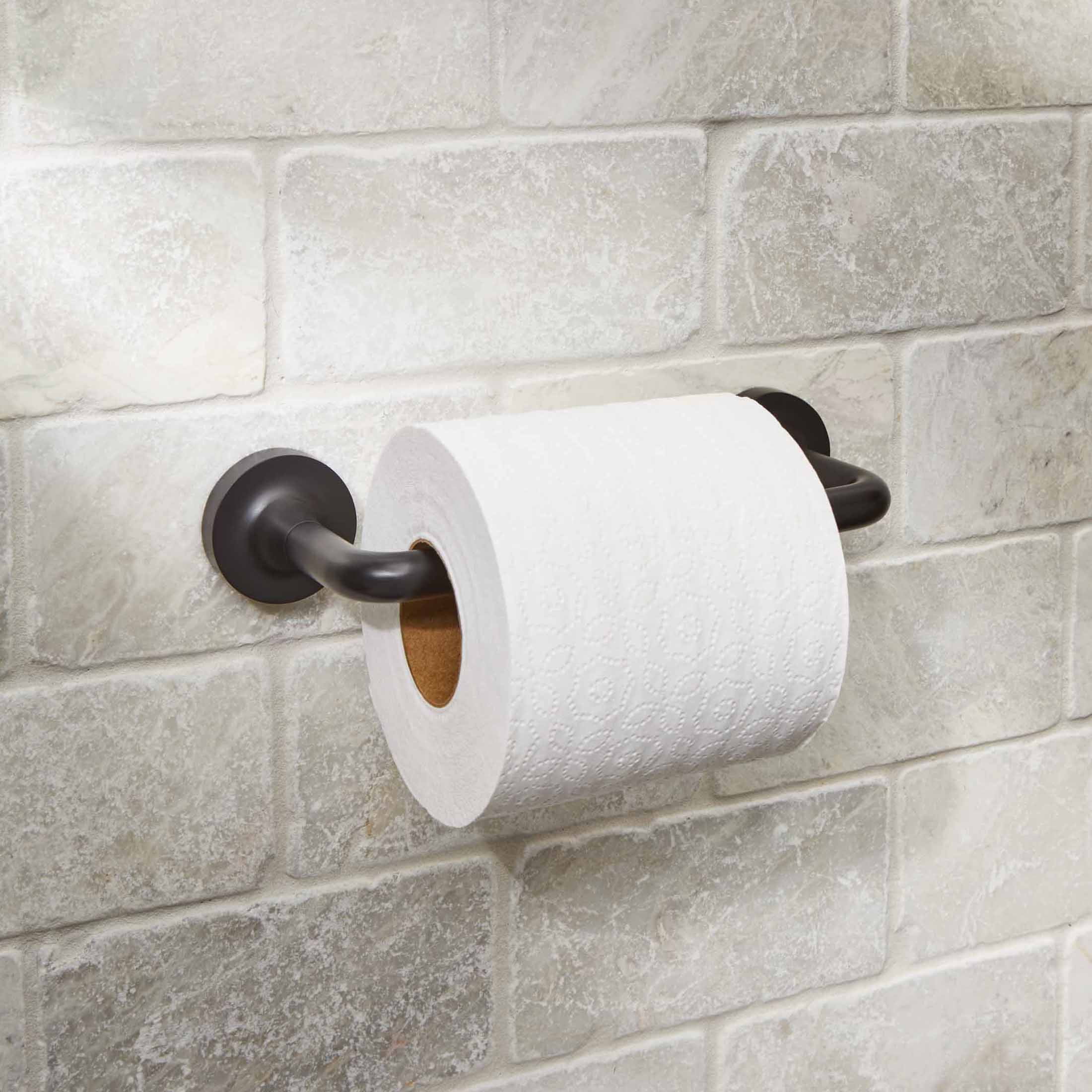 (2 pack) Better Homes & Gardens Brand Clean Modern Style Wall Mounted Toilet Paper Holder Matte Black Finish