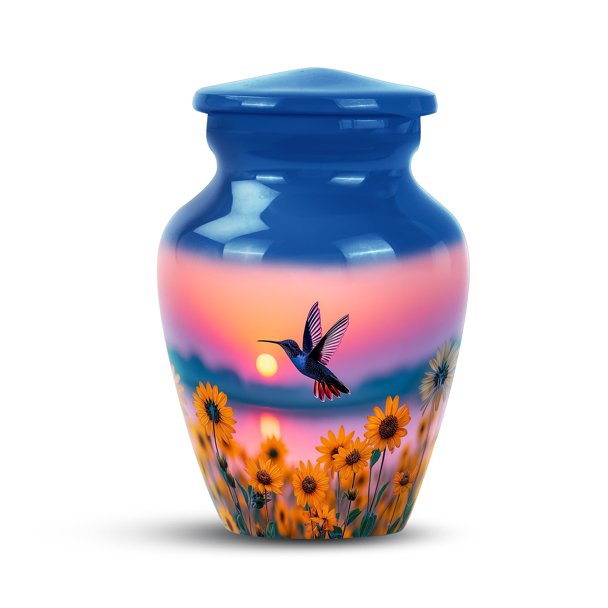 Hummingbird Cremation Urn For Ashes Adult Female - Sunset Urn For Mom - Mini Keepsake Urns For Human Ashes Adult Male - Small Funeral Urns For Men ( Size-3inch 2pc )