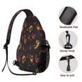 thumbnail image 3 of Sling Backpack,Spooky Halloween Faces Pattern Sling Bag with Water Bottle Holder,Waterproof Sling Bag for Men/Women with Headphone Jack for Hiking,Travel, 3 of 6