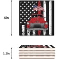 thumbnail image 3 of FMSHPON Independence Day Vintage Pickup Truck with American Flag Retro Car Set of 8 Coaster for Drinks, Absorbent Ceramic Stone Coasters Cup Mat with Cork Base for Coffee Table Bar Decor, 3 of 4