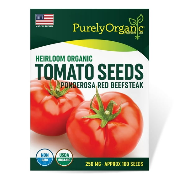 Purely Organic Heirloom Tomato Seeds - Ponderosa Red BeefSteak (Approx 100 Seeds)