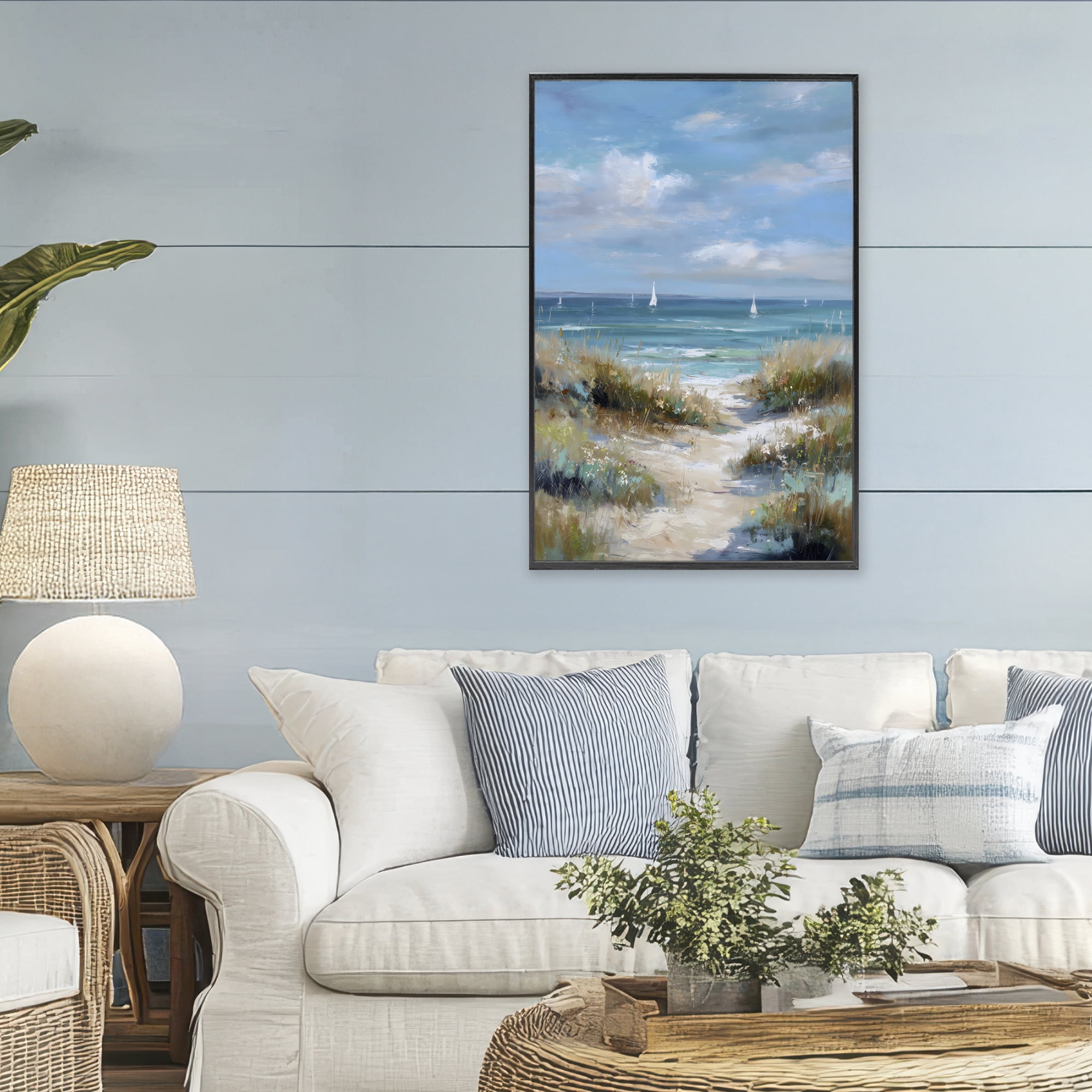 Stupell Industries Sailboat Path Impression Black Framed Giclee Art, design by Petal Prints Design