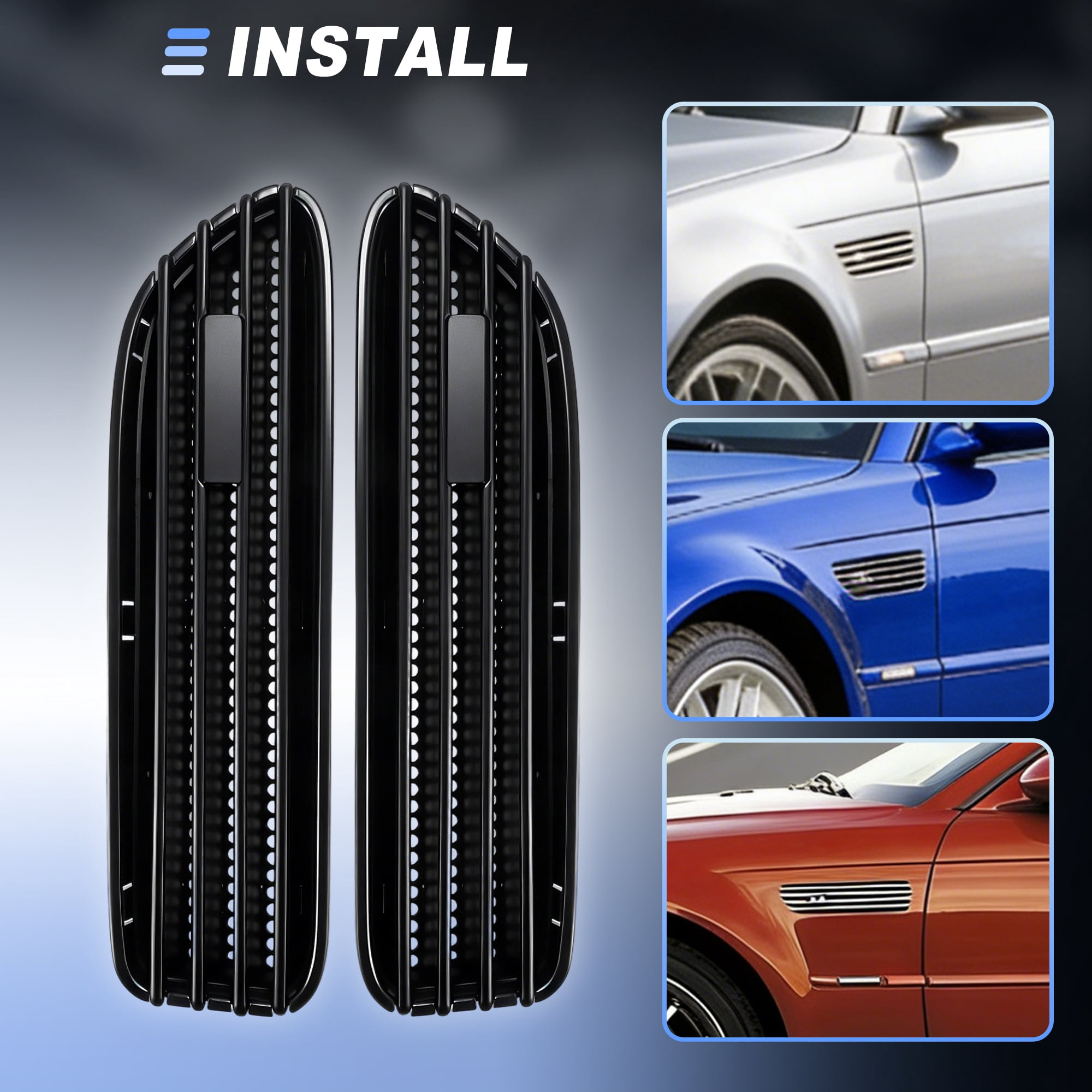 Unique Bargains Matte Black Front Fender Air Vents Trim Cover for BMW E46 M3 2001-2006