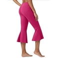 thumbnail image 6 of QATAINLAV Women's Yoga Capri Pants Stretch Causal Athletic Capris Solid Elastic Waist Ruffle Hem Dance Leggings with Pockets Hot Pink M Today Prime Sales, 6 of 10