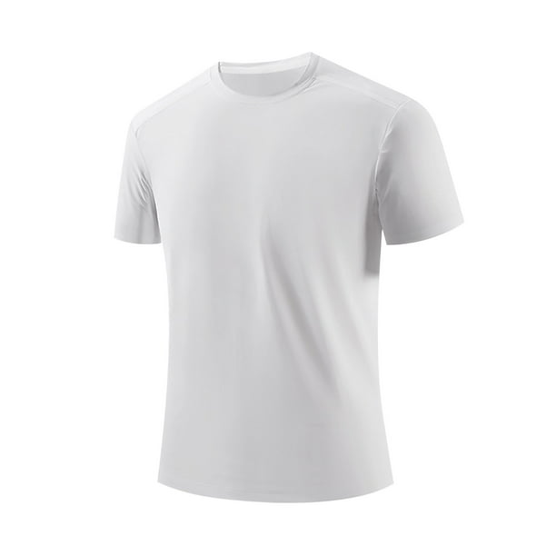 pstuiky Camiseta fina de manga corta de seda de hielo para hombre, holgada, informal, deportiva, sin costuras, talla grande, fresca, transpirable y de secado rápido.