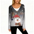 thumbnail image 5 of Women's Fashion Long Sleeve Christmas Snowman Snowflake Print Jacket Cardigan for Holiday Party and Casual Daily Wear,Gray,2XL, 5 of 5